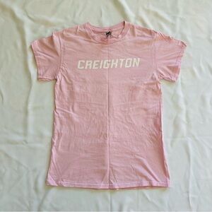 NWOT Small Creighton Bluejays Promotion Baby Pink Tshirt Basketball 100% Cotton